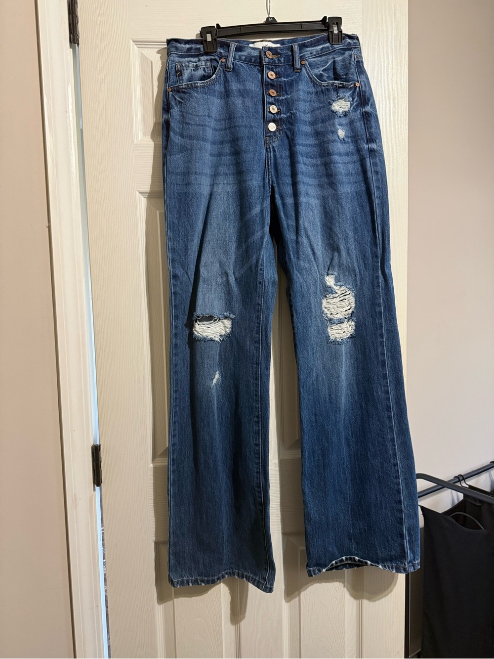 KanCan Distressed High-Rise Wide Leg Jeans - Blue